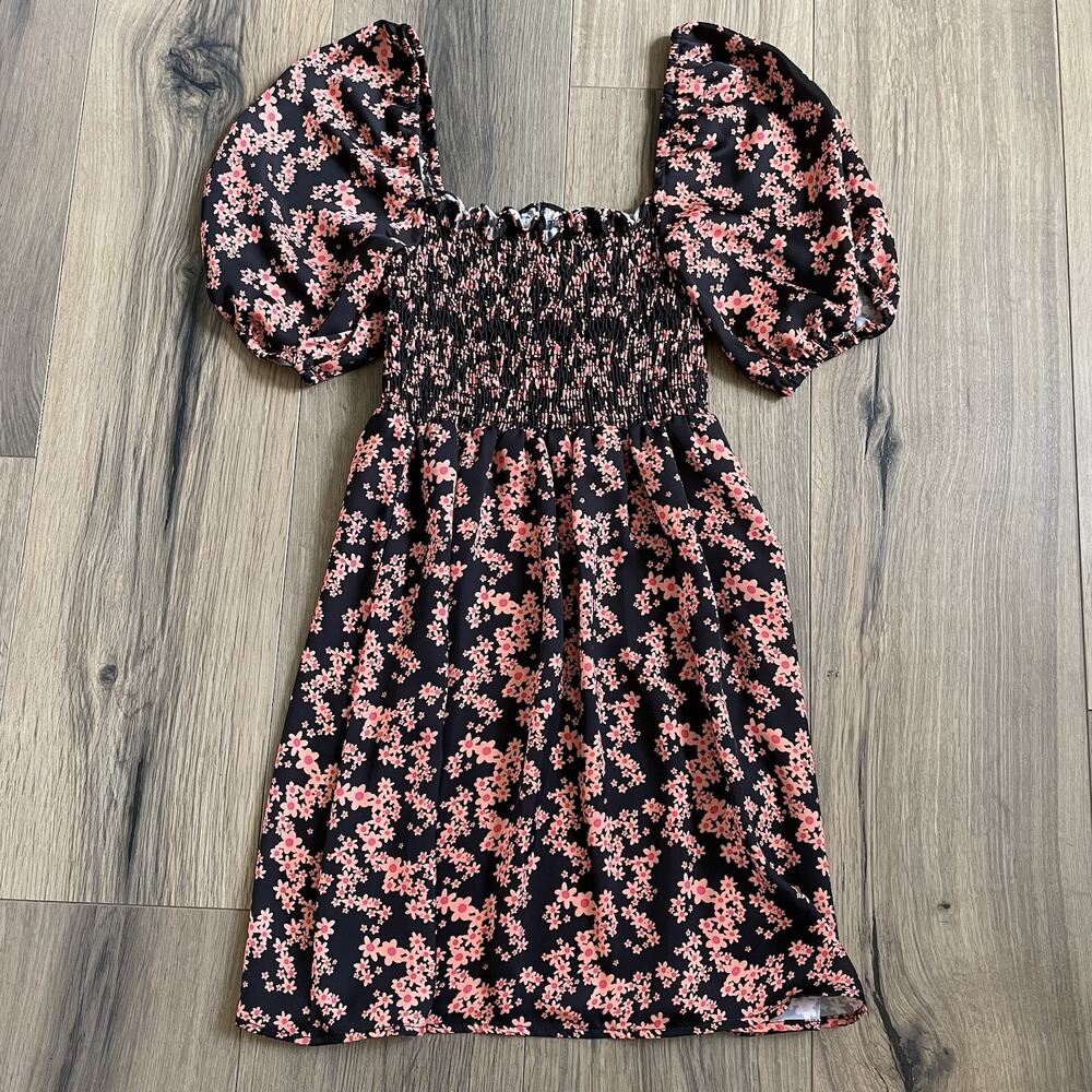 NEW Revolve RESA Blake Mini Dress Sundress Size XS Daisy Print Black Pink